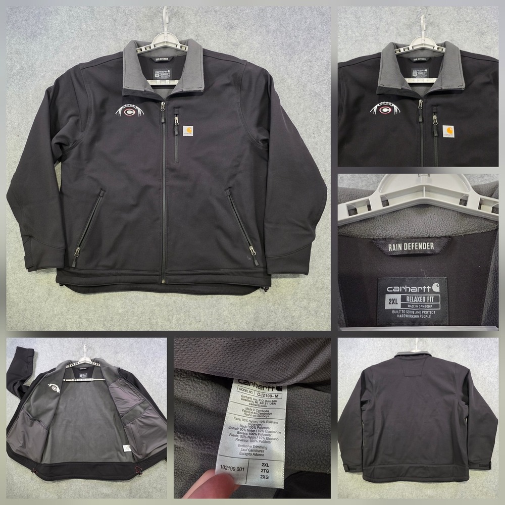 Carhartt Crowley Rain Defender Jacket Mens 2XL Black Football Softshell Fleece